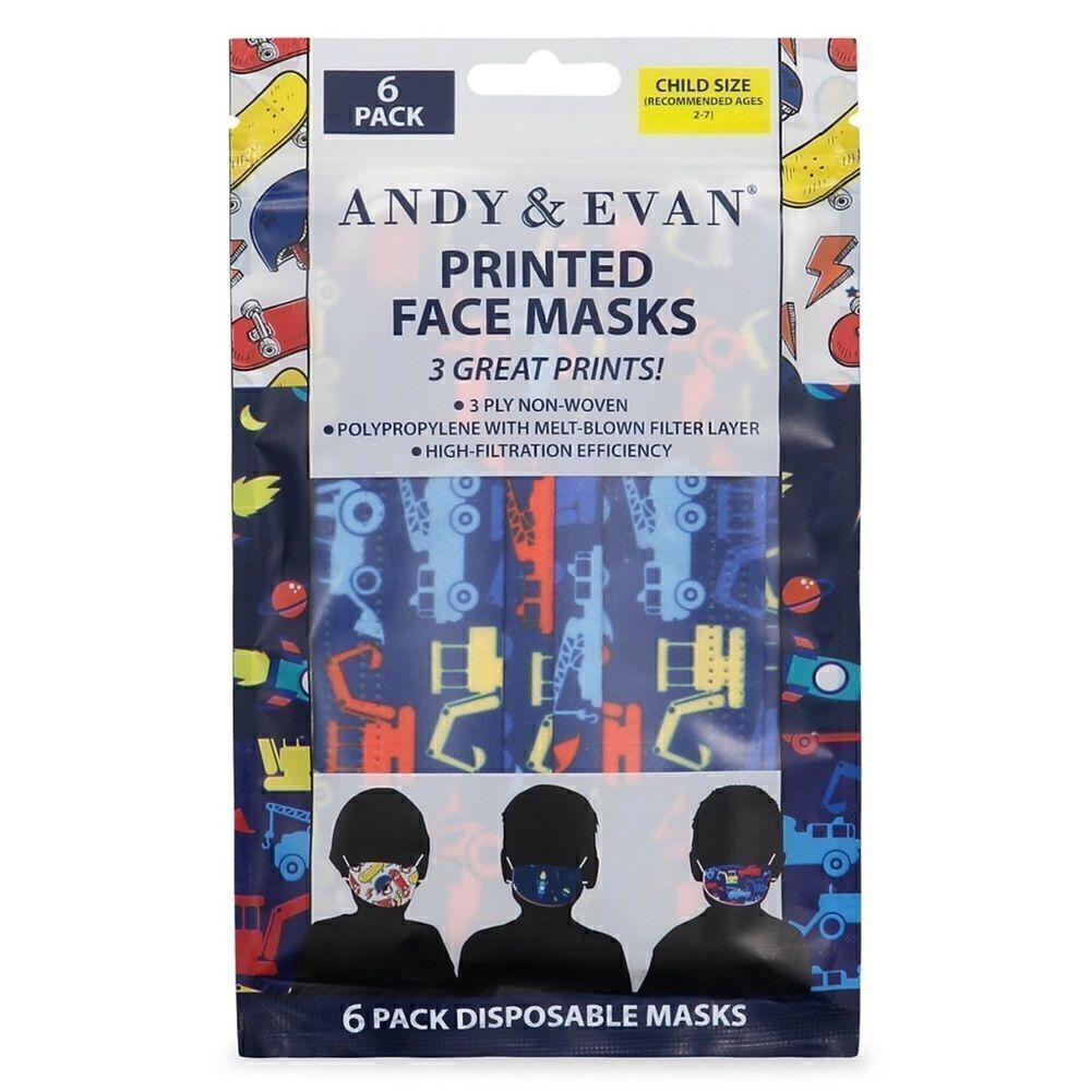 Andy & Evan 6 Pack Base Layer Fashion Masks for Kids New